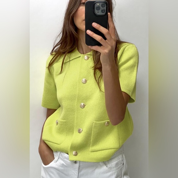 ZARA BLOGGERS’ FAVORITE BASIC SHORT SLEEVE KNIT CARDIGAN - Picture 8 of 15